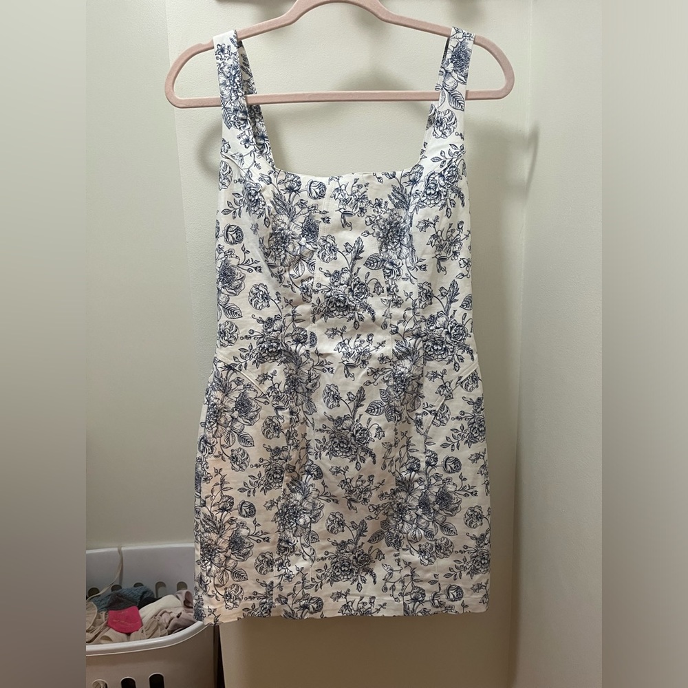 CHRISTIAN Lacroix dress blue toile pattern